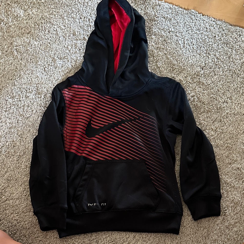 Nike Kids Black and Red Striped Hoodie